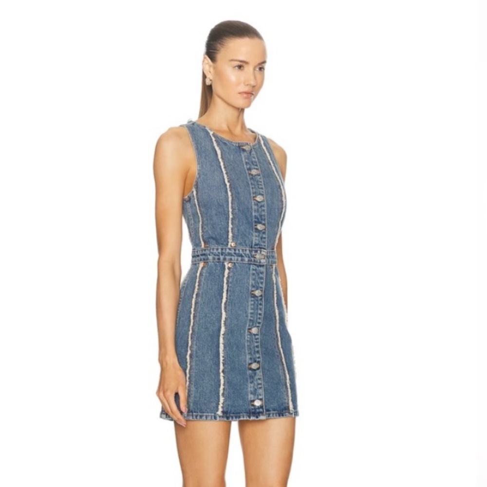 RE/DONE Blue Fray Mini Denim Dress